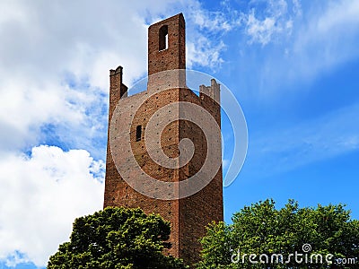 The tower DonÃ  torre DonÃ  in the city center is a landmark of the city of Rovigo. Stock Photo